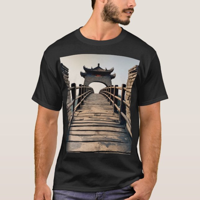 Chinesische Paifang- und Stone-Brücke T-Shirt (Vorderseite)