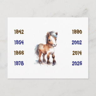 Chinesische Pferdejahre 1942 bis 2026 Postkarte