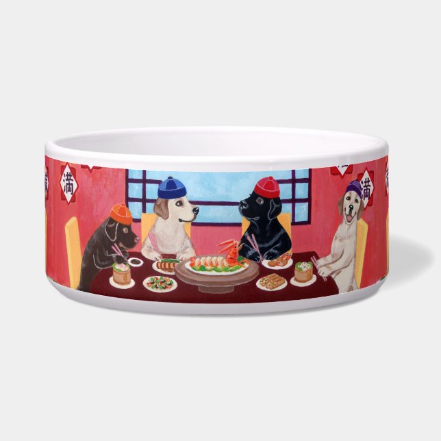 Chinesische Restaurant-Malerei Labradors Napf (Vorderseite)
