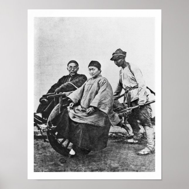 Chinesische Rickshaw, c.1870 (b/w-Foto) Poster (Vorne)