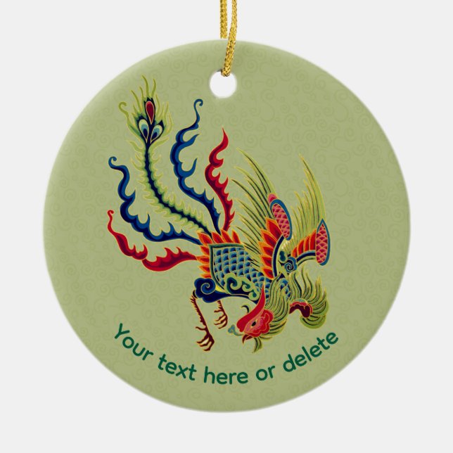 Chinesische Roosterkunst Personalisiert Keramik Ornament (Vorne)