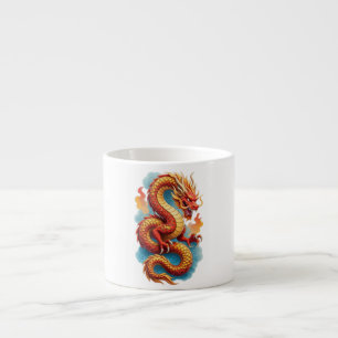Chinesische rote Drache-feuer-Illustration Espressotasse