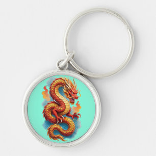 Chinesische rote Drache-feuerrote Illustration-675 Schlüsselanhänger