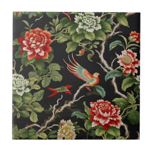Chinesische rote grüne Fliesen mit Blumenmuster