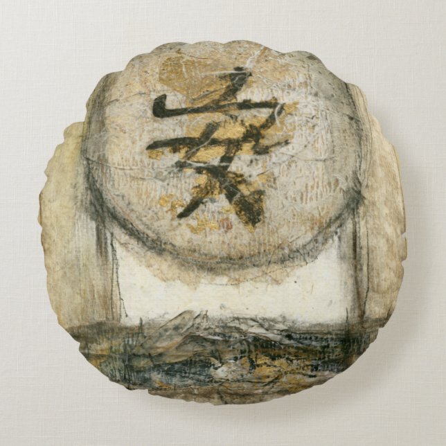 Chinesische Ruhe Gemälde von Mauro Rundes Kissen (Vorderseite)