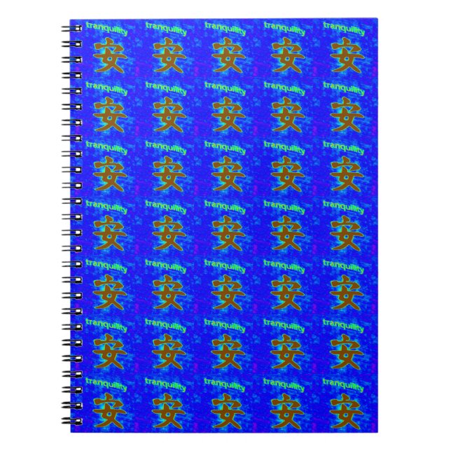 Chinesische Ruhe-Symbol auf blauem Notizbuch Notizblock (Vorderseite)