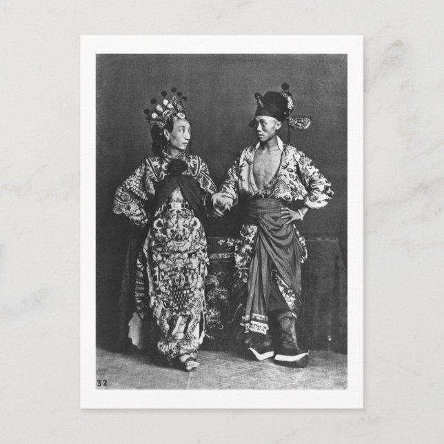 Chinesische Schauspieler, c.1870 (b/w-Foto) Postkarte (Vorderseite)