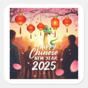 Chinesische Schlange Quadratischer Aufkleber