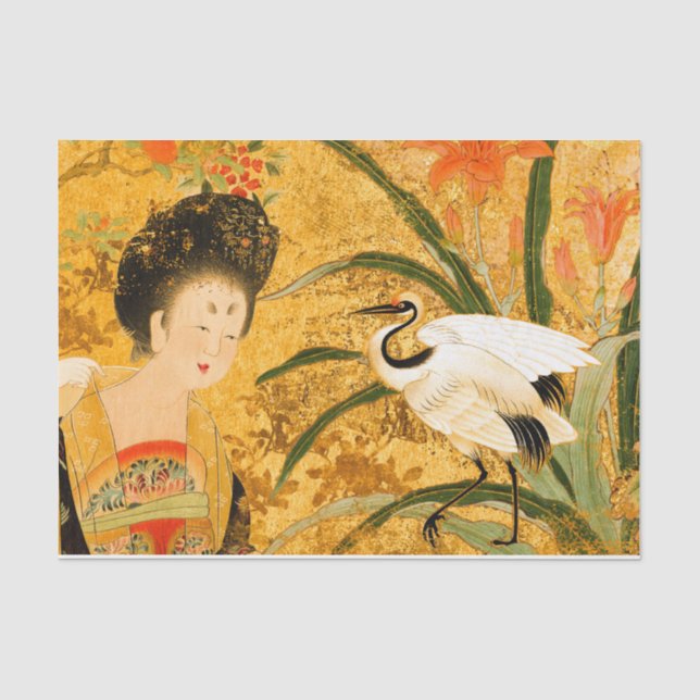 Chinesische Schönheit und das Crane 10lb-Gewebepap Seidenpapier (Vorderseite)