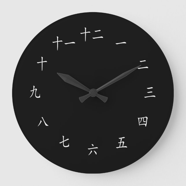 Chinesische Schriftzeichen-Uhr Große Wanduhr (Vorderseite)