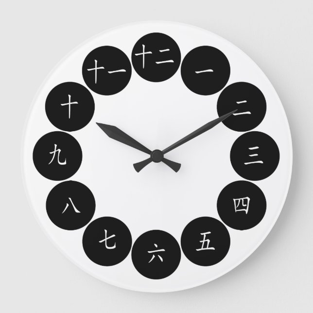 Chinesische Schriftzeichen-Uhr Große Wanduhr (Vorderseite)
