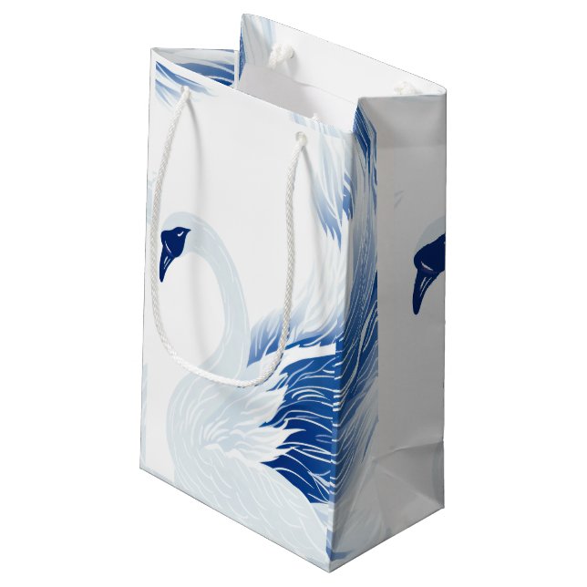 Chinesische Schwanenflügel Muster Geschenktasche Kleine Geschenktüte (Rückseite Schrägansicht)