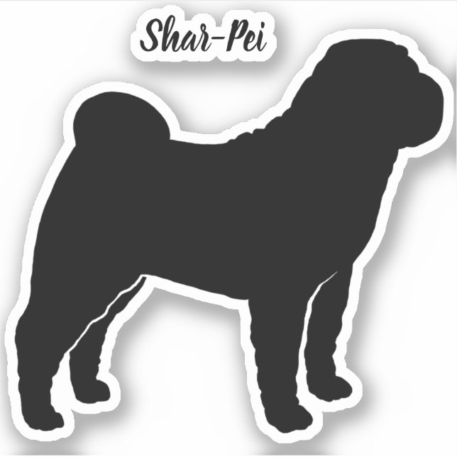 Chinesische Shar-Pei-Silhouette Hund Vinyl-Sticker Aufkleber (Vorderseite)