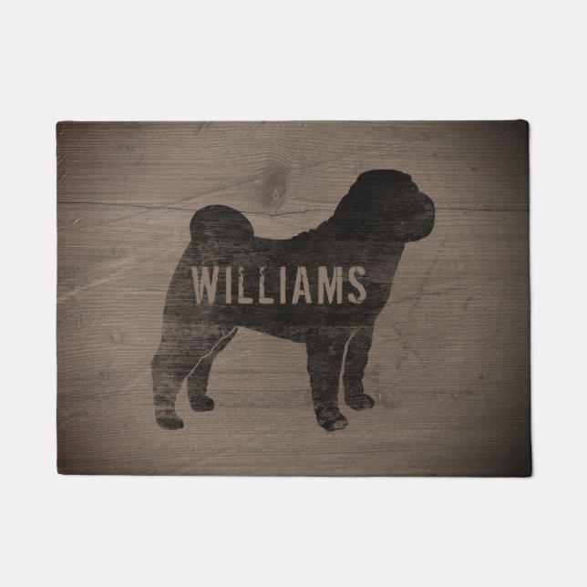 Chinesische Shar-Pei-Silhouette Personalisierte Hu Fußmatte (Vorderseite)