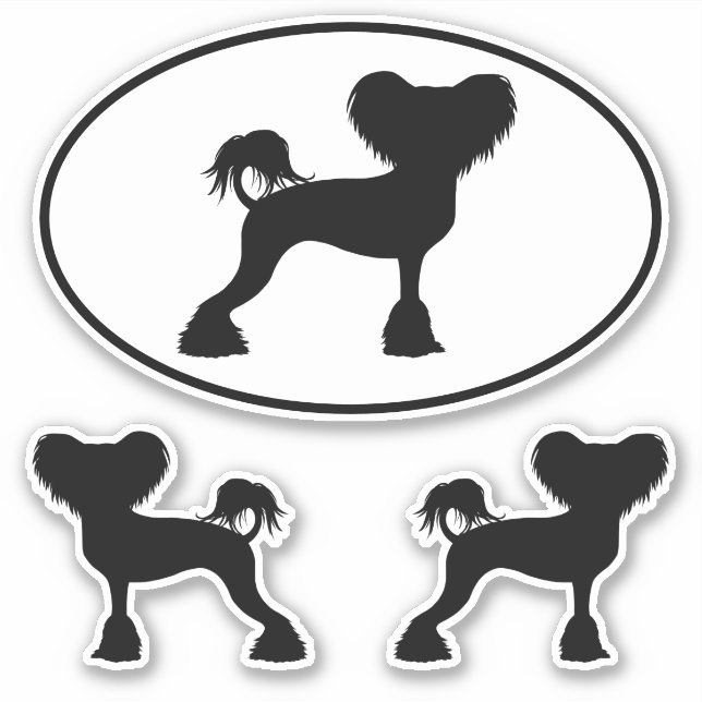 Chinesische Silhouetten Crestie Dog Stickers Aufkleber (Vorderseite)