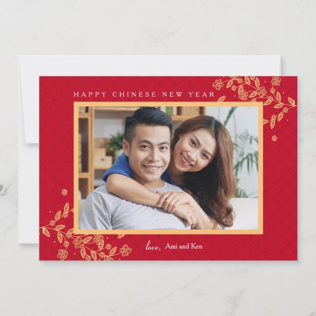 Chinesische Silvester-Foto-Weihnachtskarte Einladung (Vorderseite)