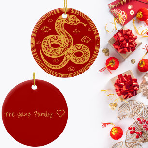 Chinesische Silvesterschlange Personalisiert Keramik Ornament