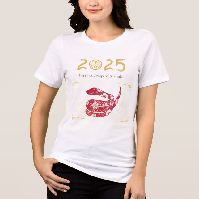Chinesische Silvesterschlange Tri-Blend Shirt (Vorderseite)