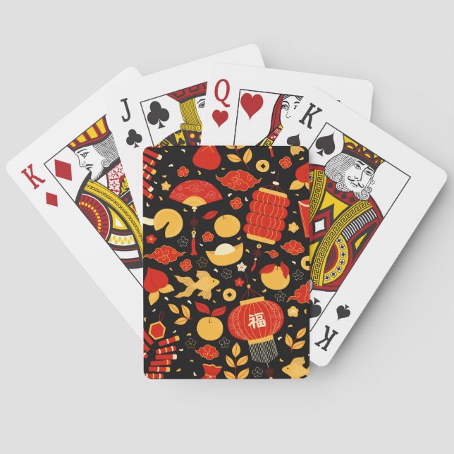 Chinesische Silvestersymbole für gute Aussichten Spielkarten (Rückseite)