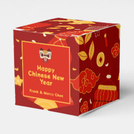 Chinesische Silvestersymbole - rot und goldfarbig Geschenkschachtel