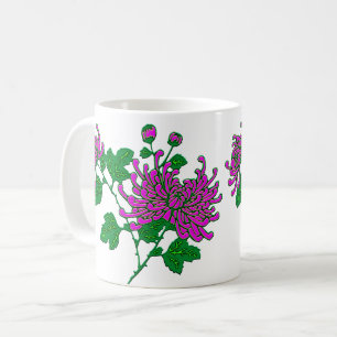 Chinesische Spider Chrysanthemen in Amethyst Lila Kaffeetasse