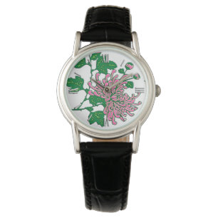 Chinesische Spinnenchrysanthemen - sanftrosa Armbanduhr