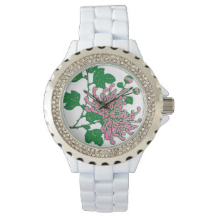 Chinesische Spinnenchrysanthemen - weiches Rosa Armbanduhr