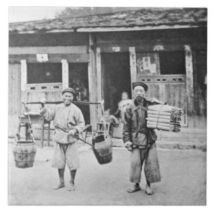 Chinesische Straßenverkäufer, c.1870 (b/w Foto) Fliese