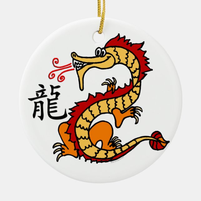 Chinesische Tierkreis-Drache-Verzierung Keramikornament (Vorne)