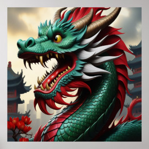Chinesische Tierkreis-Kunst Jahr des Drachen Organ Poster
