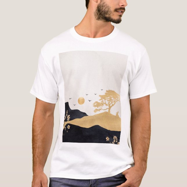 Chinesische Tintenkunst, Chinesische Digitale Kuns T-Shirt (Vorderseite)