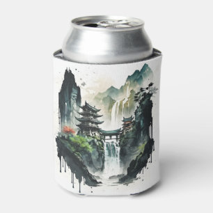 Chinesische Tintenlandschaft mit Wasserfall Dosenkühler