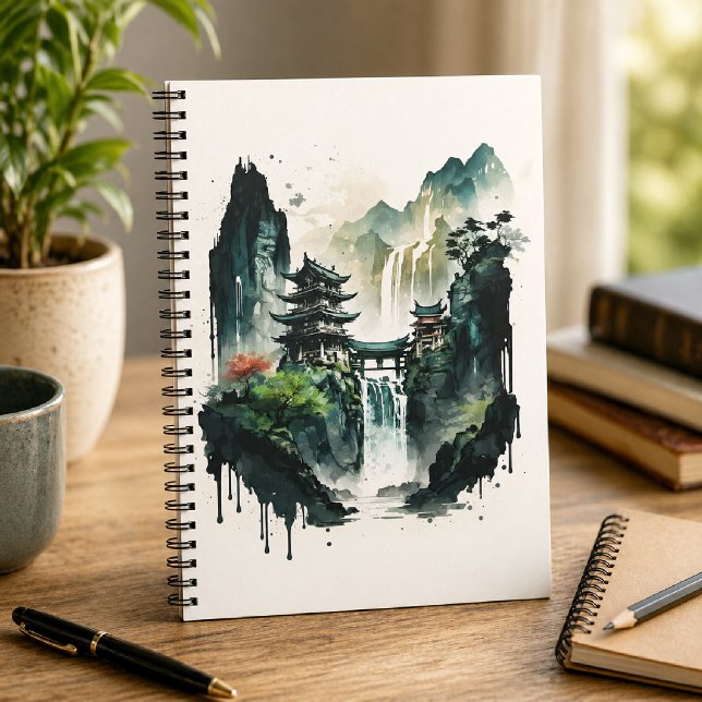 Chinesische Tintenlandschaft mit Wasserfall Notizblock (Von Creator hochgeladen)