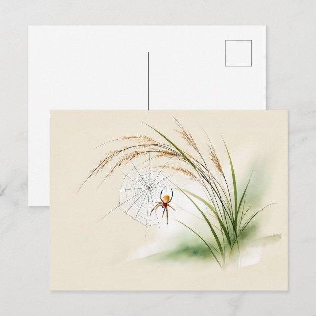 Chinesische Tintenspinne auf Reis Postkarte (Vorne/Hinten)