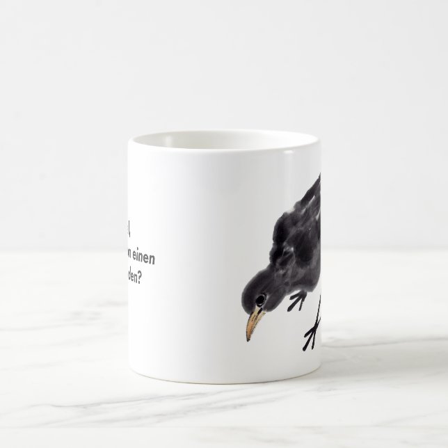 Chinesische Tuschekunst mit Amsel-Vogelmotiv  Kaffeetasse (Mittel)