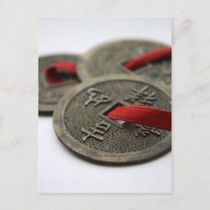 Chinesische Viel Glück-Münzen Postkarte