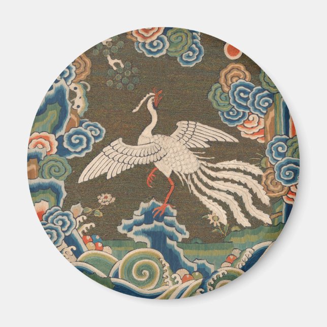Chinesische Vogelkunst-Wandteppiche Phoenix Magnet (Vorne)