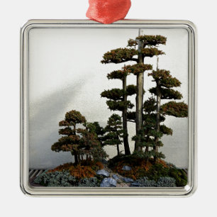 Chinesische Wacholderbusch-Bonsais-Bäume Ornament Aus Metall