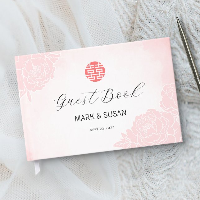 Chinesische Wasserfarbe Doppelglückliche Hochzeit Gästebuch (Von Creator hochgeladen)