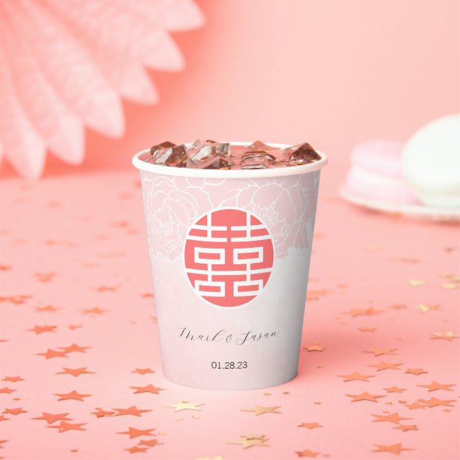 Chinesische Wasserfarbe Doppelte Hochzeit Pappbecher (Insitu)