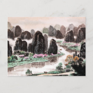 Chinesische Wasserfarbenmalerei, Lied des Reisende Postkarte