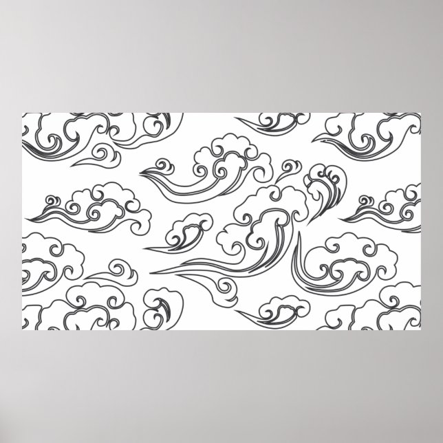 Chinesische Wolken wirbeln Wolken Poster (Vorne)