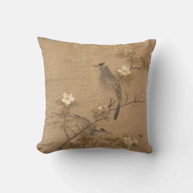 Chinesische Yuan-Dynastie Blume & Birds Orientalis Kissen (Vorderseite)