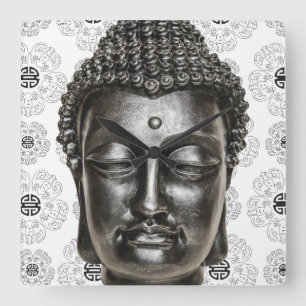 Chinesische Zen-Buddha-Wanduhr Quadratische Wanduhr