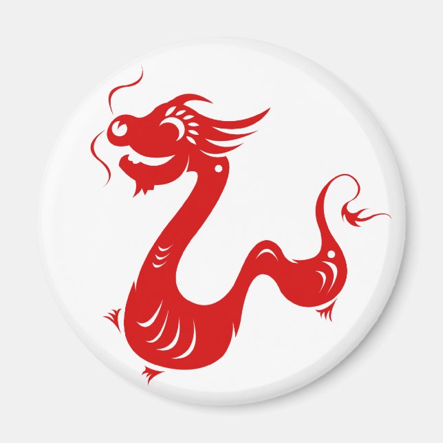 CHINESISCHE ZODIAC-DRAGON-PAPERCUT-ILLUSTRATION MAGNET (Vorne)