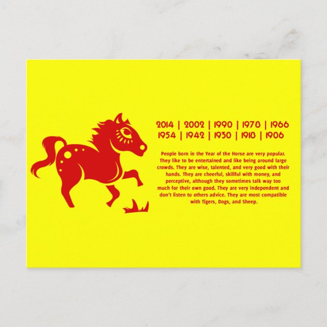 CHINESISCHE ZODIAC-HORSE-PAPERCUT-ILLUSTRATION POSTKARTE (Vorderseite)