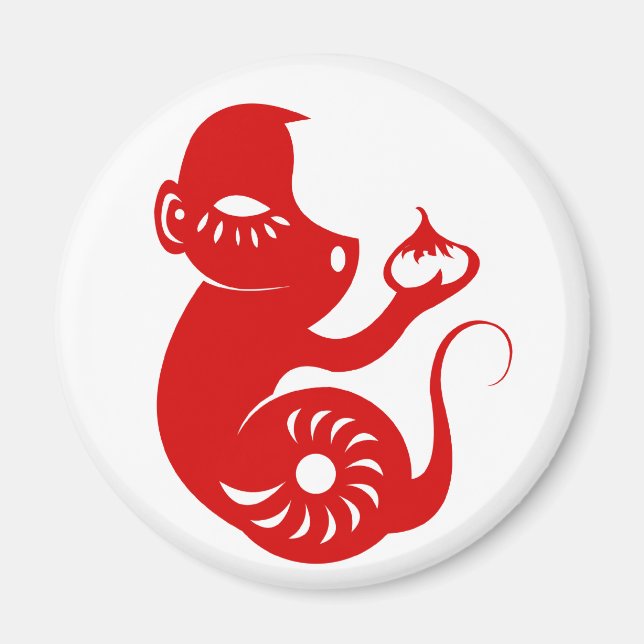 CHINESISCHE ZODIAC PAPERCUT MONKEY ILLUSTRATION MAGNET (Vorne)