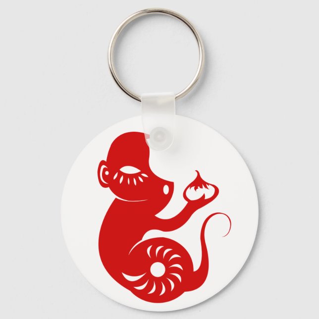 CHINESISCHE ZODIAC PAPERCUT MONKEY ILLUSTRATION SCHLÜSSELANHÄNGER (Vorderseite)