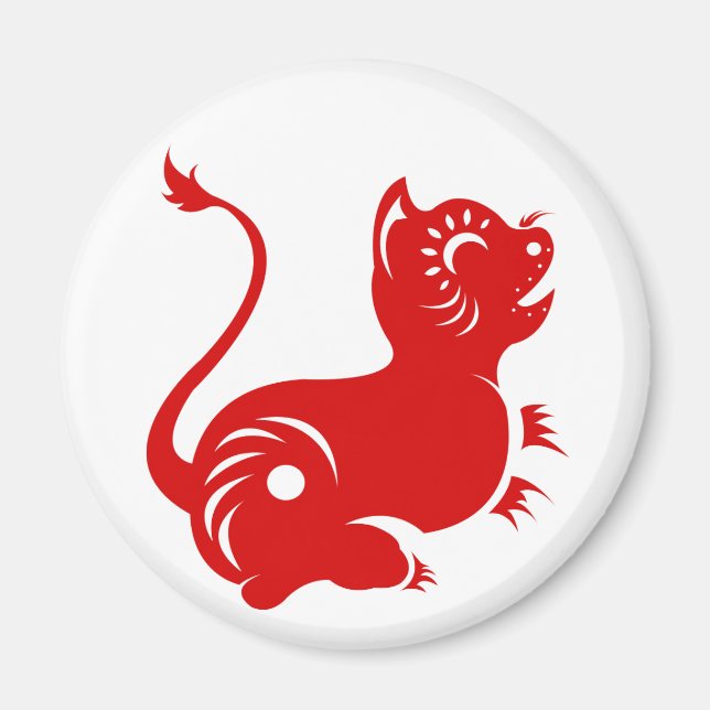 CHINESISCHE ZODIAC PAPERCUT TIGER ILLUSTRIERT MAGNET (Vorne)