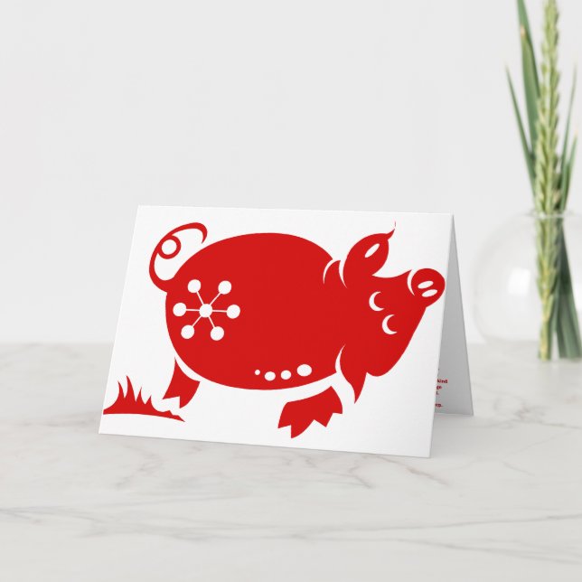 CHINESISCHE ZODIAC-SCHWEINPAPIERILLUSTRATION FEIERTAGSKARTE (Vorderseite)